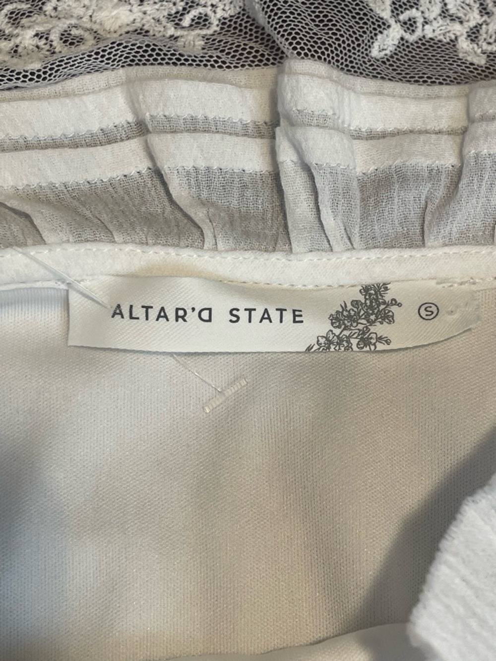 Altar'd State White Cotton Lace Tiered Mini Dress Cottagecore Sz S Coquette New - Picture 8 of 10